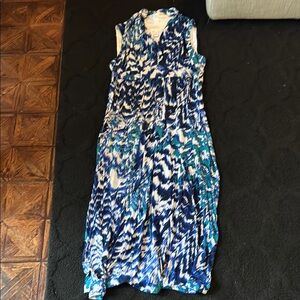 Chico's Blue‎ and Black Sleeveless Polo Collar Sundress